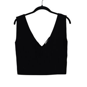 Self Portrait Cropped Ribbed Sweater Tank Black size‎ S